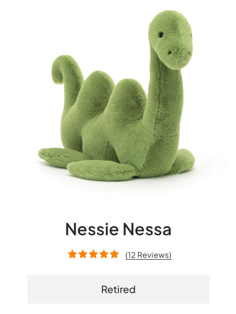 Jellycat Nessie Nessa - Retired Product NWT